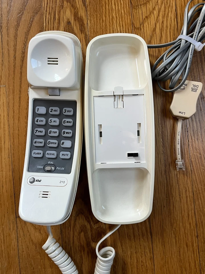 Teléfono fijo vintage AT&T Trimline 210 beige Y2K años 80 90 retro Foto 4 de 4
