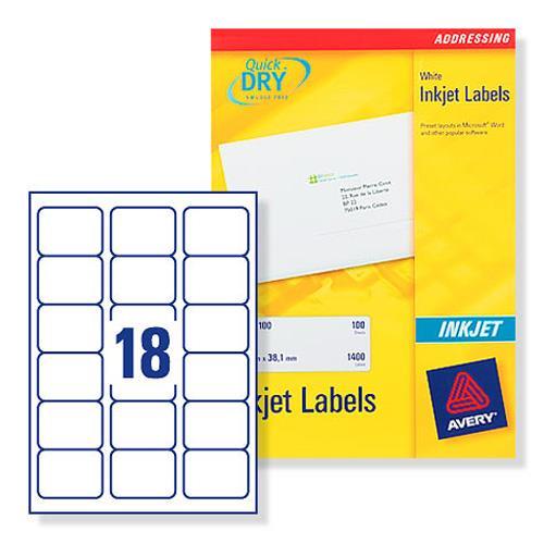 AVERY J8161100 INKJET PRINTER LABELS 18 PER A4 SHEET eBay