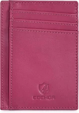 Front Pocket Wallet for Men Women Slim Minimalist Real Leather RFID Blocking Cre