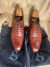 Oxford con cappuccio in pelle cognac LNWOB Alfred Sargent taglia 8 UK, US 8,5D. Made in England