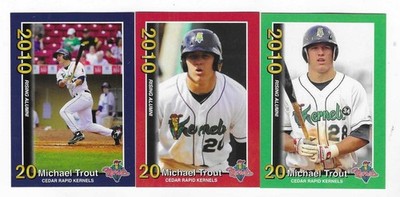 2010 CEDAR RAPIDS KERNELS RISING ALUMNI MIKE TROUT #1, 2, & 3 