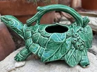 Vintage Nelson McCoy Art Pottery Green Turtle Stoneware Watering Sprinkler Rare