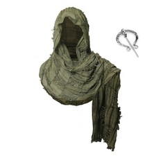 Medieval Scarf Cowl Men with Brooch, Post Apocalyptic Shawl, Viking Cowl Hood...