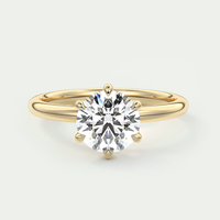Verlobungsring Diamant Lab Grown 2 Karat Igi Zertifiziert Rund 18 Karat Gelbgold
