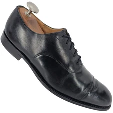 Vintage Churchs Famous English Shoes Black All Leather Men Cap-toe Dress Oxfords