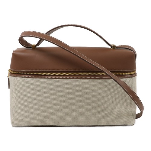 LORO PIANA GHW Extra Pocket L27 2wayShoulder Canvas/Calfskin Leather Brown