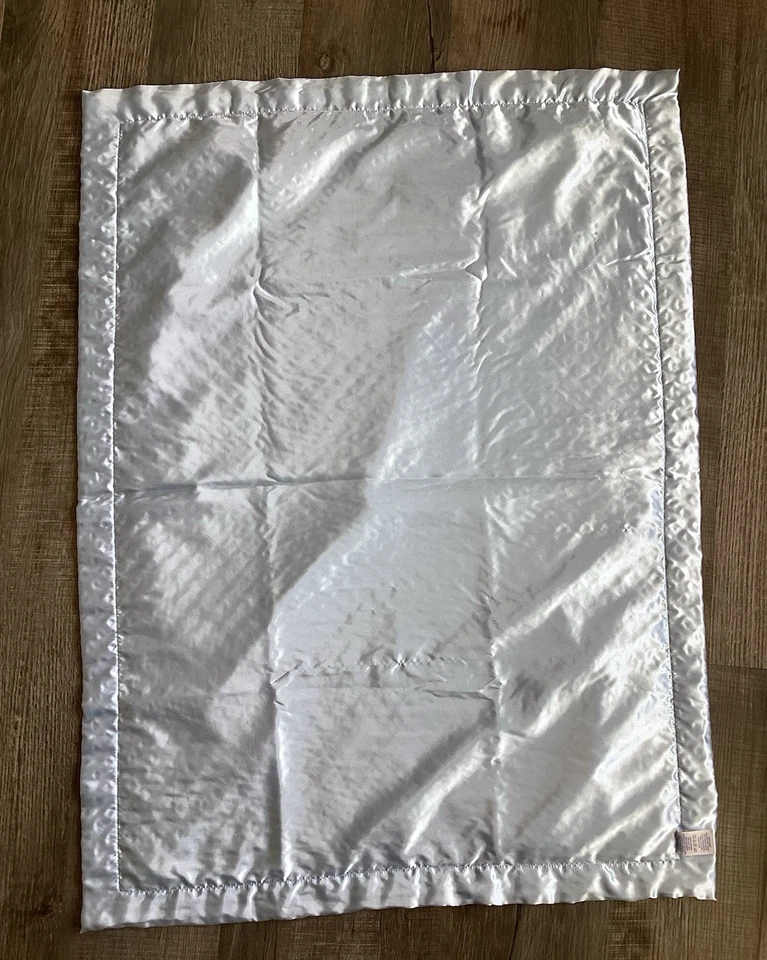 Manta de seguridad Baby Connection Lovey borde trasero satinado puntos azul Minky 29x39" Foto 3 de 4