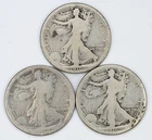 1916 PDS Walking Liberty Half Dollar Silver WLH Fifty Cent Piece 50c Lot of 3