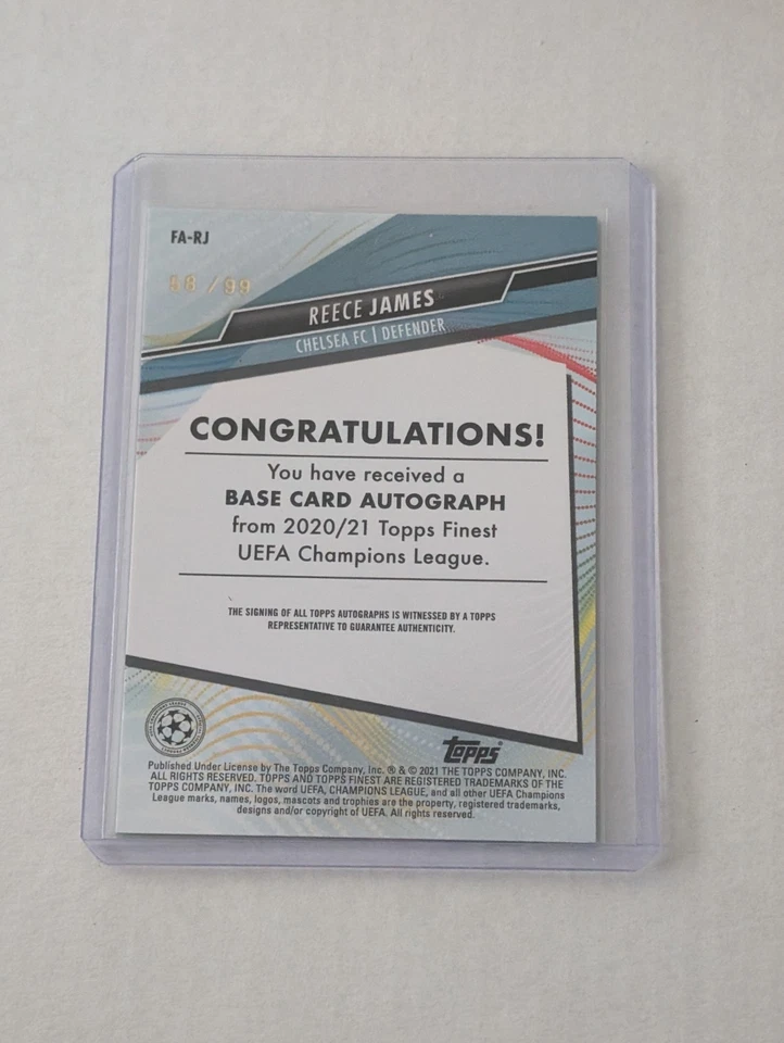 2020-21 Topps Finest UEFA Champions League Soccer - Reece James - Green Auto /99 - Image 2 of 2
