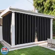 NICETOWN Canvas Outdoor Curtains for Paito Zipper Connects 2 Pane