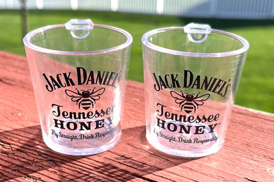 Jack Daniel's Tennessee Honey Whiskey Clip-on Shot Glasses 1.5 oz. Set of 2