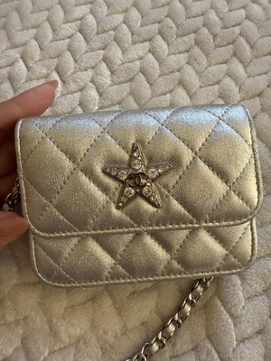 Chanel Star Mini Matelasse Chain Shoulder Bag Waist Bag Leather Silver Leather