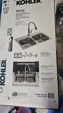 KOHLER Verse Stainless Steel 33 in. Double Bowl Drop-In Kitchen Sink with Faucet