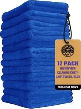 Chemical Guys Blue Microfiber Towels 12 Pack 16x16 Ultra Soft Scratch-Free Car
