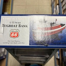 Phillips 66 1/55 Scale Die Cast Tugboat Coin Bank 2001 Millennium Edition