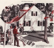 Devoe Coat House Paint MCM 1950 Vintage Print Ad Cape Cod Exterior Scenic Lawn