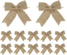 Natural Burlap Bows - Rustic Gift, Christmas Wreath  Wedding Decor - 4 Inch Han