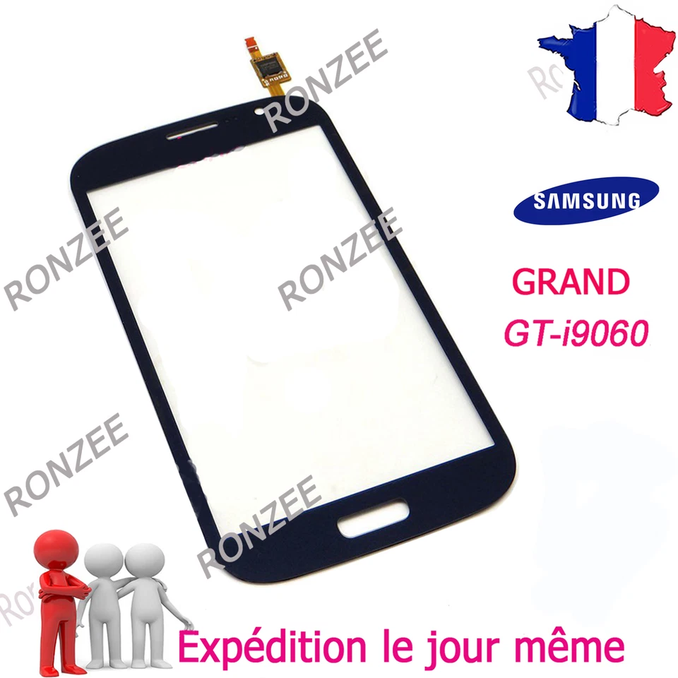 ✅ VITRE TACTILE POUR SAMSUNG GALAXY GRAND PLUS GT-i9060i ADHÉSIF ✅ NOIR - Photo 2/4