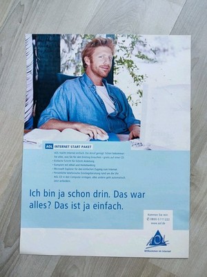 Poster Zeitschrift Werbung 1990er Jahre 90er Jahre AOL Internet Boris Becker 