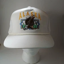 Vintage 90s Alaska Eagle White Rope Snapback Hat Cap Headliners USA Patriotic