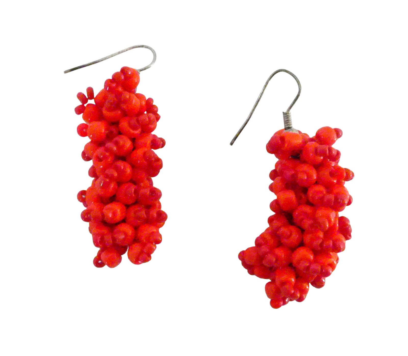 Red Cluster beaded dangle earrings - image 2