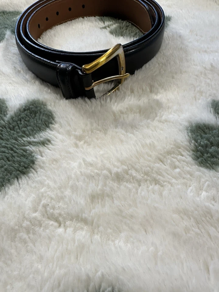 Cinto de Couro Brooks Brothers Cordovan – Fivela de Latão de Couro Horween Preto EUA - Imagem 2 de 4