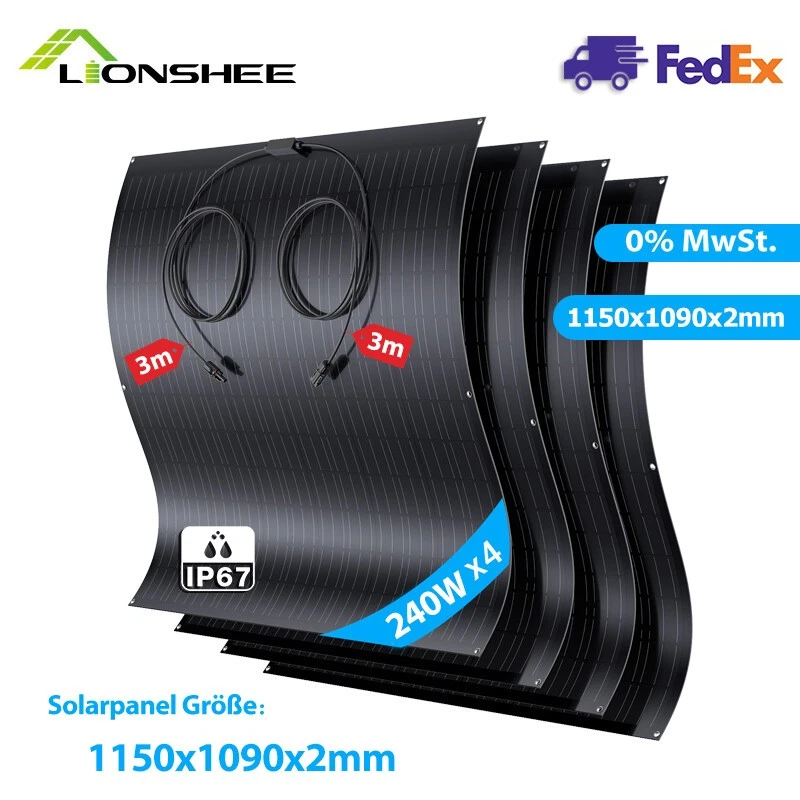 LIONSHEE Flexibel Solarmodul Photovoltaik 960W Balkonkraftwerk Solarpanel für RV