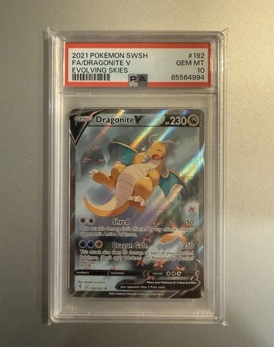 Pokemon DRAGONITE V Alt Art Evolving Skies SWSH PSA 10 #192/203