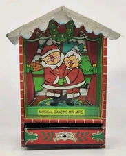 RARE Vintage Christmas Musical Dancing Santa Claus Plays Jingle Bells Box WORKS