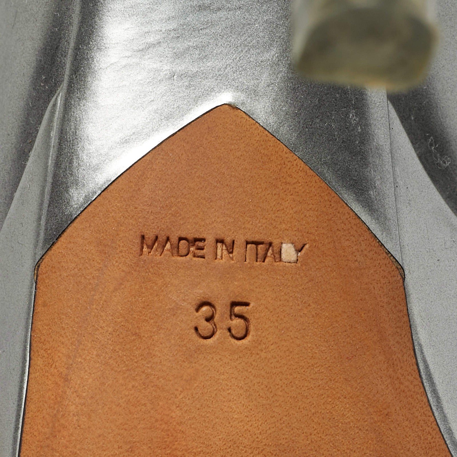 Dior Silver Patent Leather Miss Dior Peep Toe Pumps Size 35 thumbnail 8