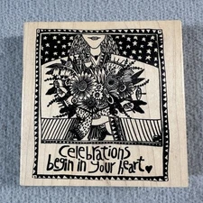 American Art Stamp Celebrations Wood Mounted Rubber Stamp Marsha McCarthy Floral