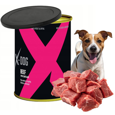 Getreidefrei Hundefutter Nassfutter Hund 800g Rind mit Knorpel Monoprotein X-DOG
