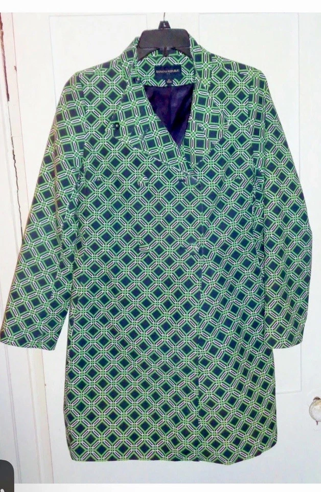 Abrigo de Lluvia Banana Republic Patrón Geométrico Muy Lindo,, Mujer’s Talla Larga Pequeña Foto 2 de 4