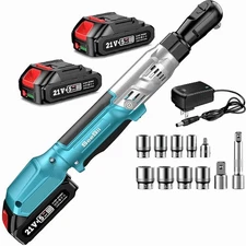 21V Cordless 3 8" Electric Ratchet Wrench, 90Nm, 200RPM, 3" Extended Ratchet