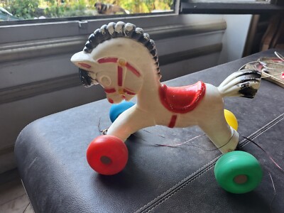 Jouet Vintage Tracteur à Cheval En Plastique Des Années 60 – Dimensions 30 Cm X 25 Cm – France