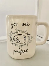 RAE DUNN “YOU ARE PAWFECT” Coffee Mug Paw Print Dog Puppy Double Sided  18oz NWT