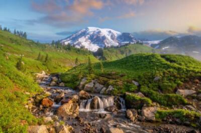 Wandbild: Landschaft des Mount-Rainier-Nationalparks im US-Bundesstaat [...]