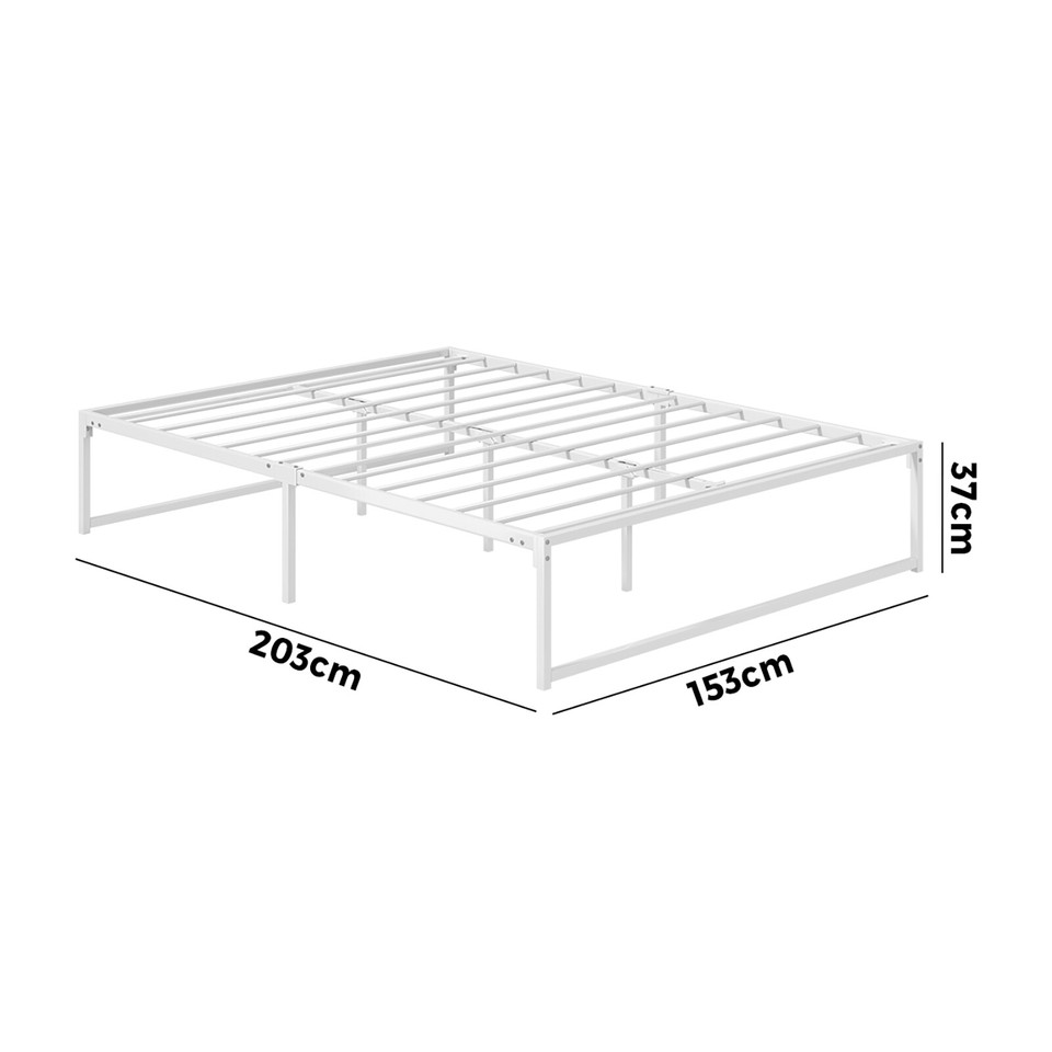 Metal Bed Frame Queen Double King Single Beds Base Platform White