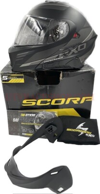 SCORPION EXO-GT930 TRANSFORMER MOTORCYCLE HELMET BLACK/GREY SIZE SMALL