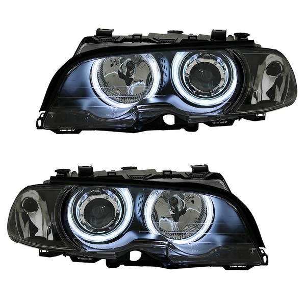 Scheinwerfer Ccfl Angel Eyes FüR BMW E46 Coupe Cabrio Bj. 1999-2003 Schwarz-image