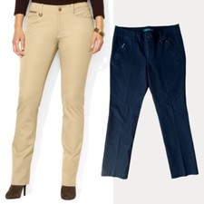 Ralph Lauren Twill Straight Leg Equestrian Style Mid Rise Pants in Black - 8