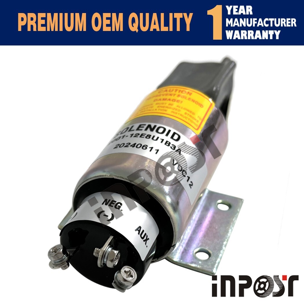 12V 2001-12E8U1B3A Fuel Shutoff Stop Solenoid Valve For Woodward 3 Terminals