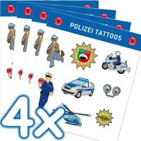 Polizei Tattoo Xxl Set - 32 Tattoos Kinder Geburtstag Kindertattoos Mitgebsel