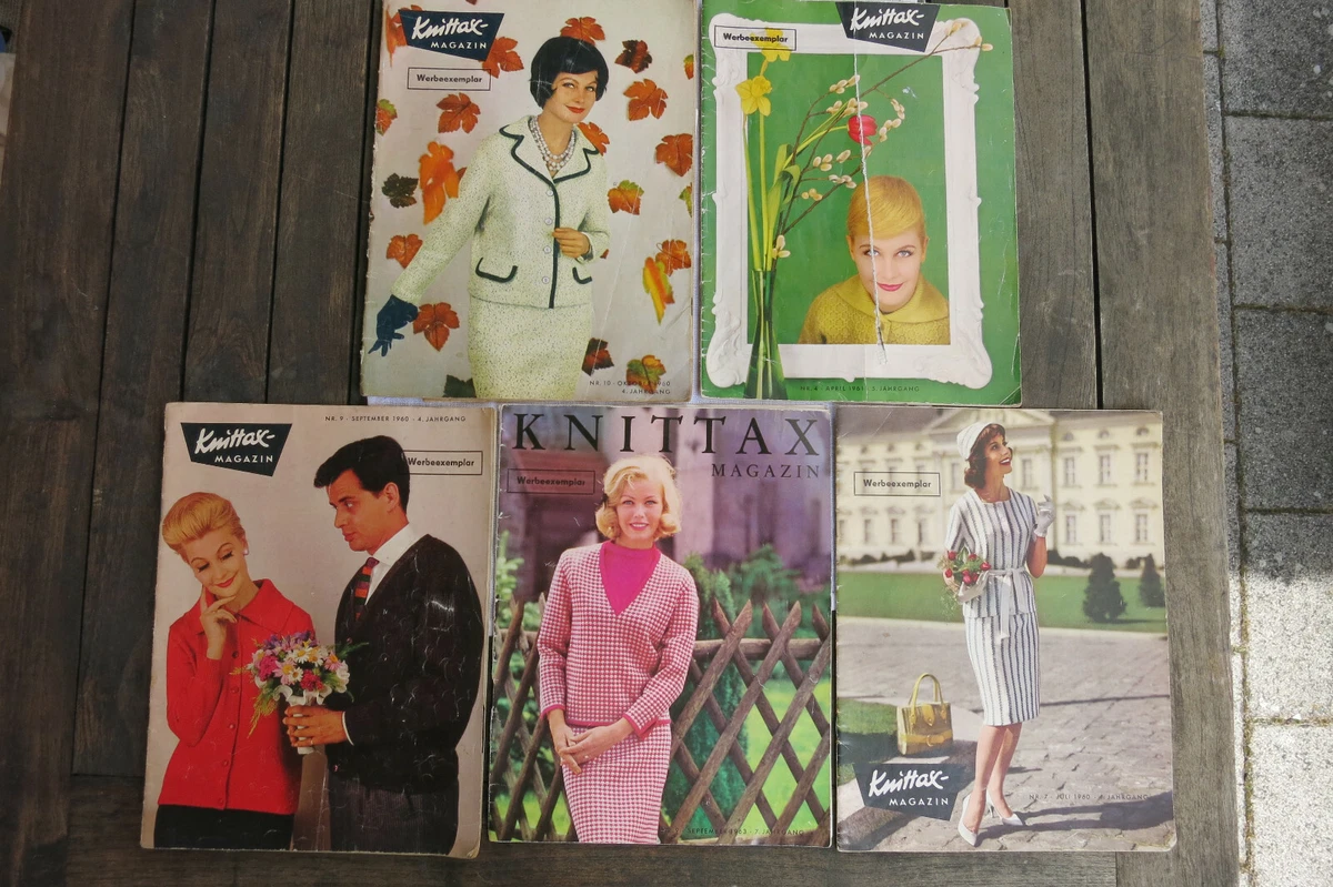 1 v.9 KNITTAX-Magazinen von 1963, Modellhefte f.d. Strickmaschine, sgt. Zustand