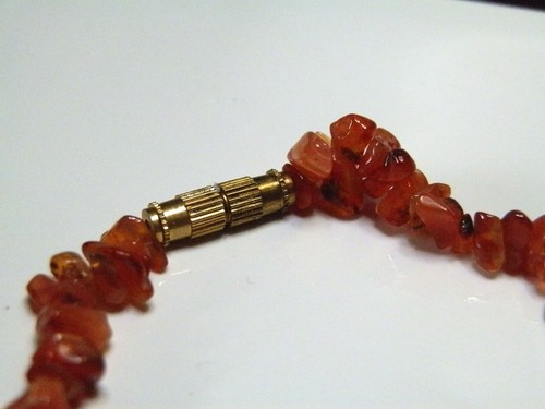Natural carnelian necklace... tumbled drilled beads...80-100 carat - Foto 4 di 5