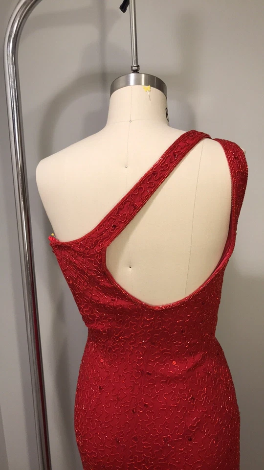Vestido de noche vintage con cuentas rojas de la colección Sean años 90 Foto 4 de 4