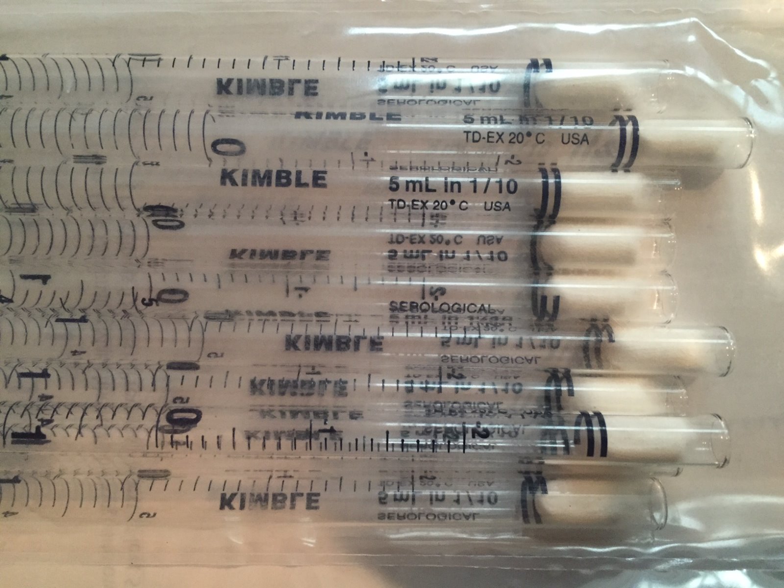 Kimble Glass 5mL in 1/10 Disposable Sterile Borosilicate Volumetric ...