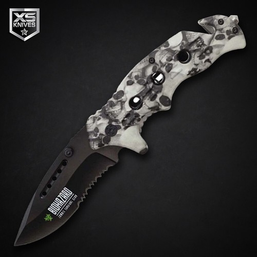 Tactical Gray MULTITOOL Spring Assisted Folding Pocket Knife RESCUE EDC 8.25"