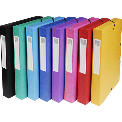 Exacompta 8x Archivbox Karton, 600g, Rücken 40mm + Etikett, A4 große Farbauswahl