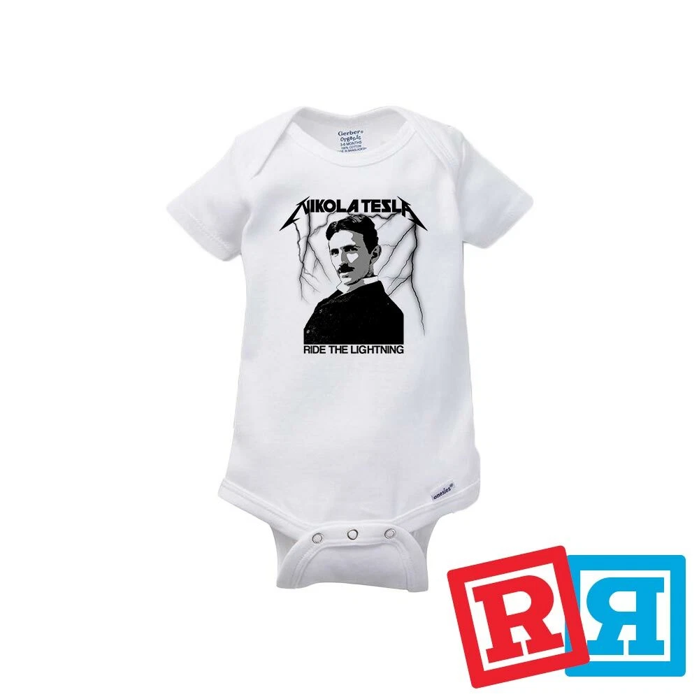 Nikola Tesla Gerber Baby Onesie Cotton Unisex White Short Sleeve